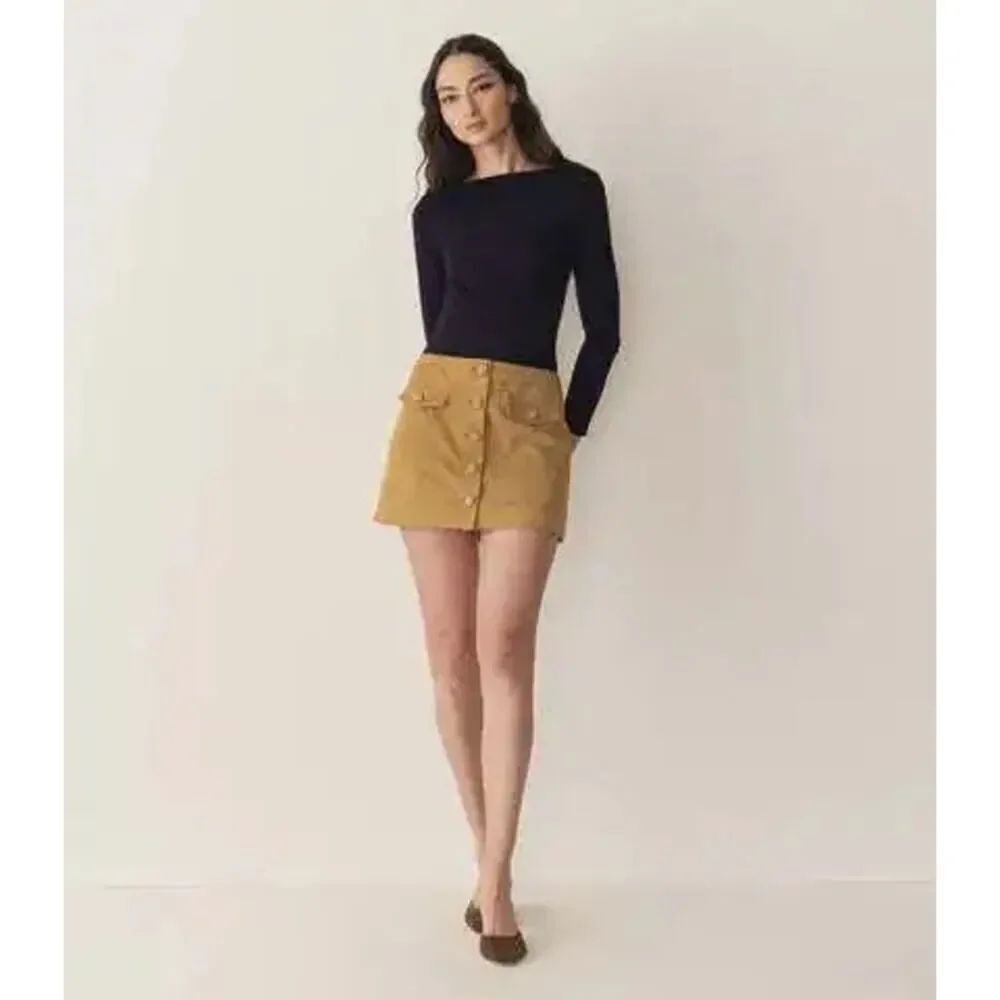 DÔEN Heirloom Courtney suede Skirt light camel 6/38